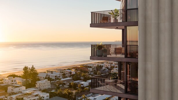 A multi-story building with balconies overlooking a coastal area. - Yves Mermaid Beach Apartments by CLLIX (Mermaid Beach)