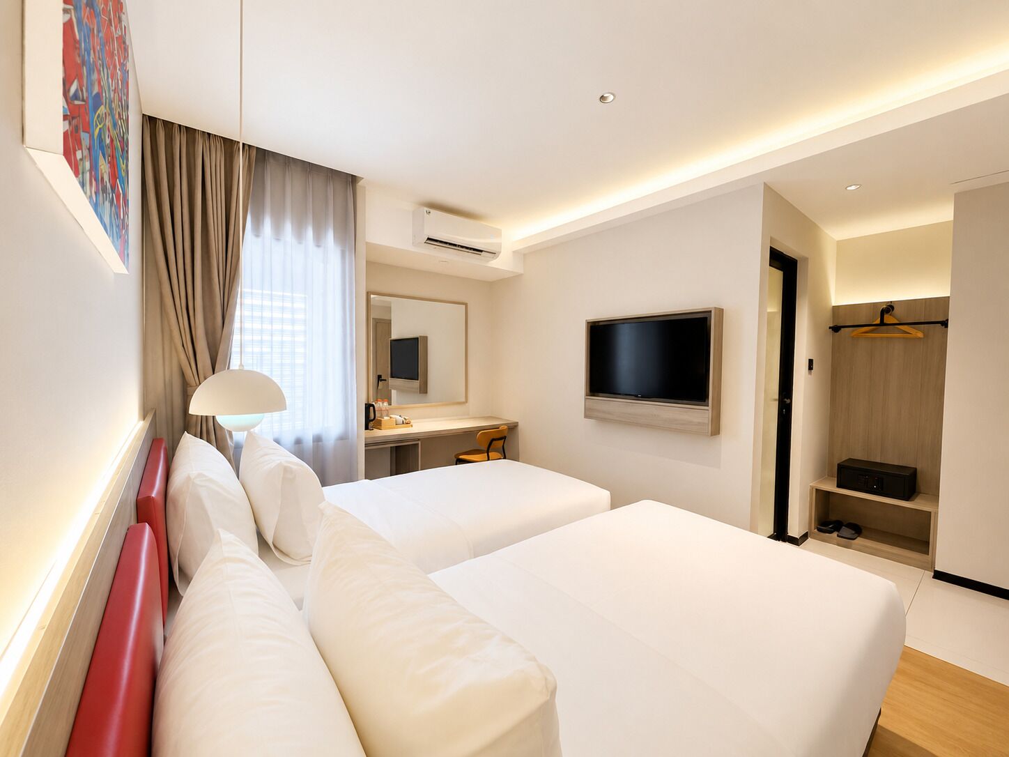 Habitación superior con 2 camas individuales | Escritorio, wifi gratis, ropa de cama
