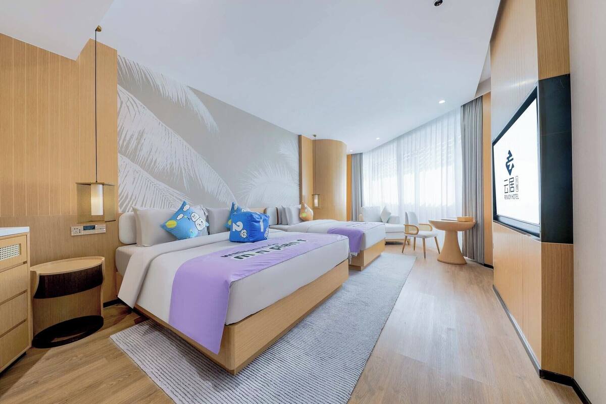 Kamar Twin Keluarga | Tirai kedap cahaya, kedap suara, setrika/meja setrika, dan Wi-Fi gratis