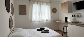Studio moderne climatisé – 20 min Bordeaux