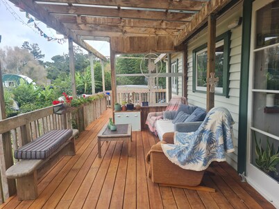 Relax on the deck in Ngunguru.