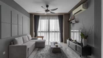 Deluxe-Apartment, Stadtblick | Wohnbereich