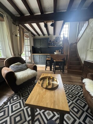 Télévision, cheminée, livres