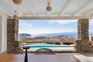 Outdoor dining - Velanos Villa - Private Luxury Sea View Villa for Groups and Families! (MYKONOS CYCLADES)