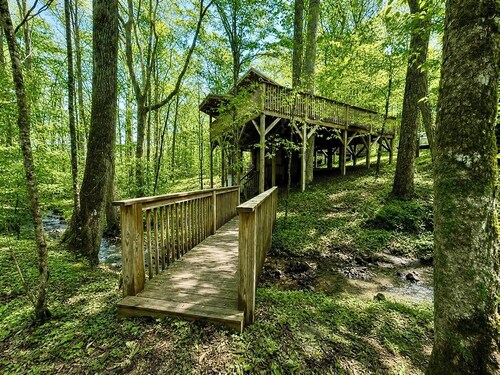 Treehouse by the Creek: Cozy Treetop Nest with a Hot Tub