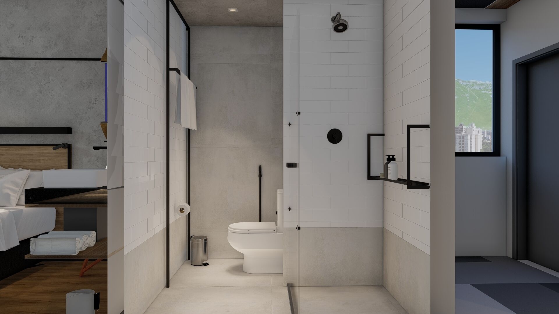 Quarto, várias camas | Banheiro