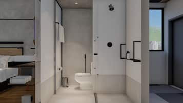 Quarto, várias camas | Banheiro