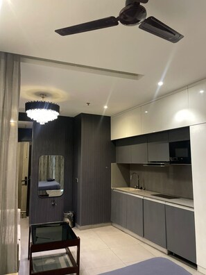 Luxury Studio Suite, City View | Private kitchen