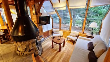 Panoramic Cabin, Resort View | Living area | 43-inch Smart TV with digital channels