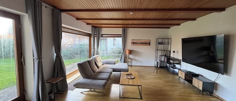 Smart TV, books, video library, stereo