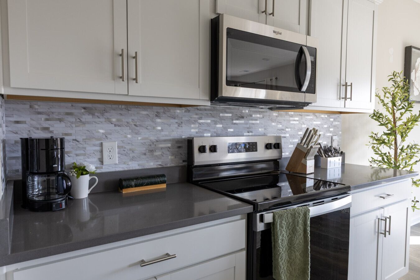 冷蔵庫、電子レンジ、オーブン、コンロ