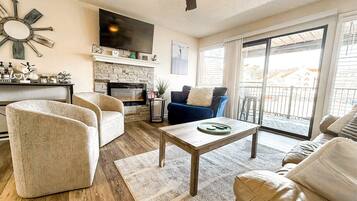 TV, fireplace, video games