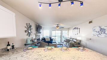 TV, fireplace, video games