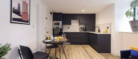Fridge, microwave, dishwasher, toaster