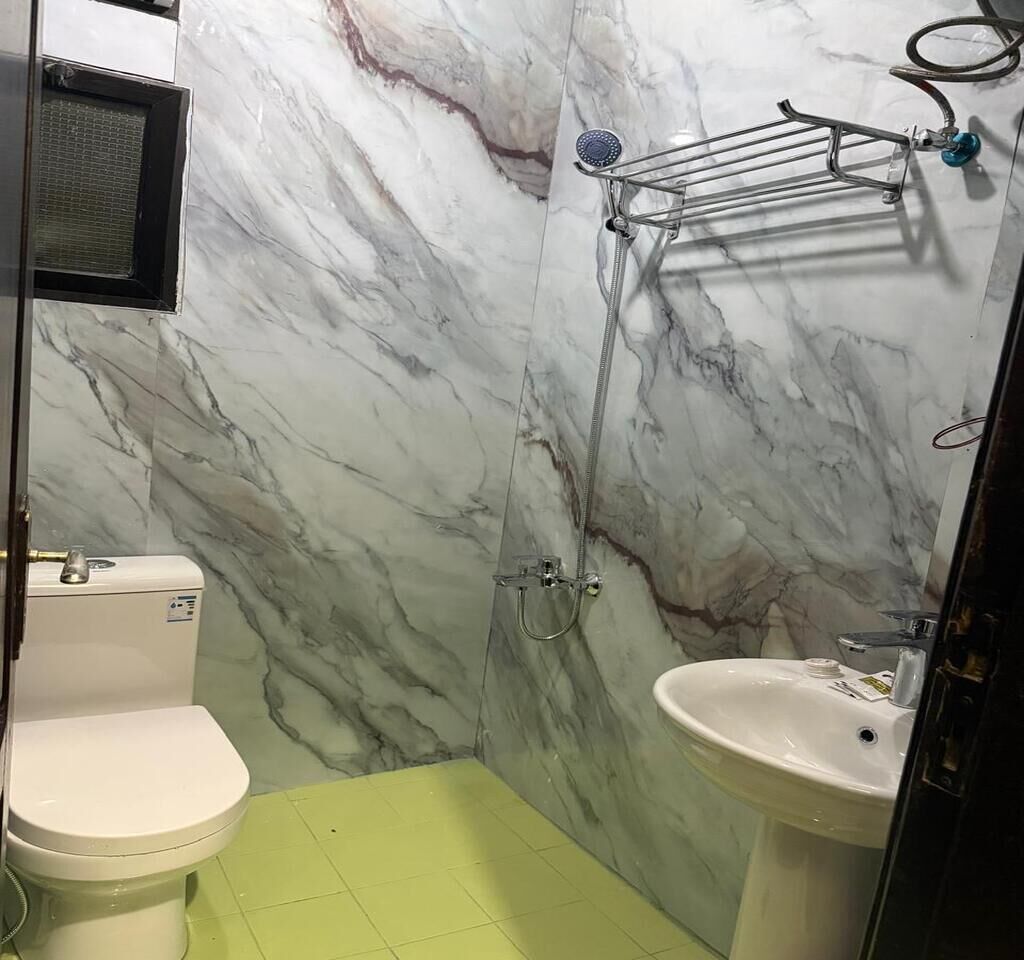 Shower, hair dryer, soap, shampoo