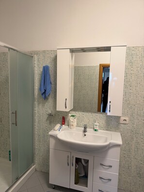 Ducha, secador de pelo, bidé y toallas