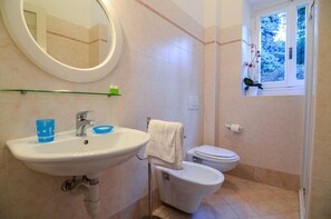 Suihku, hiustenkuivaaja, bidee, pyyhkeet