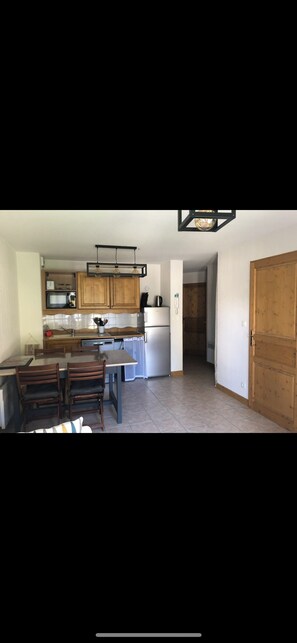 Een microgolfoven, een kookplaat, een vaatwasser