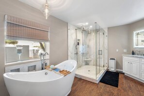 Shower, jetted bath, hair dryer, bidet - Upscale, Private, 1-Acre Paradise Valley Home. Pool, Labyrinth & Luxe Design (Paradise Valley)