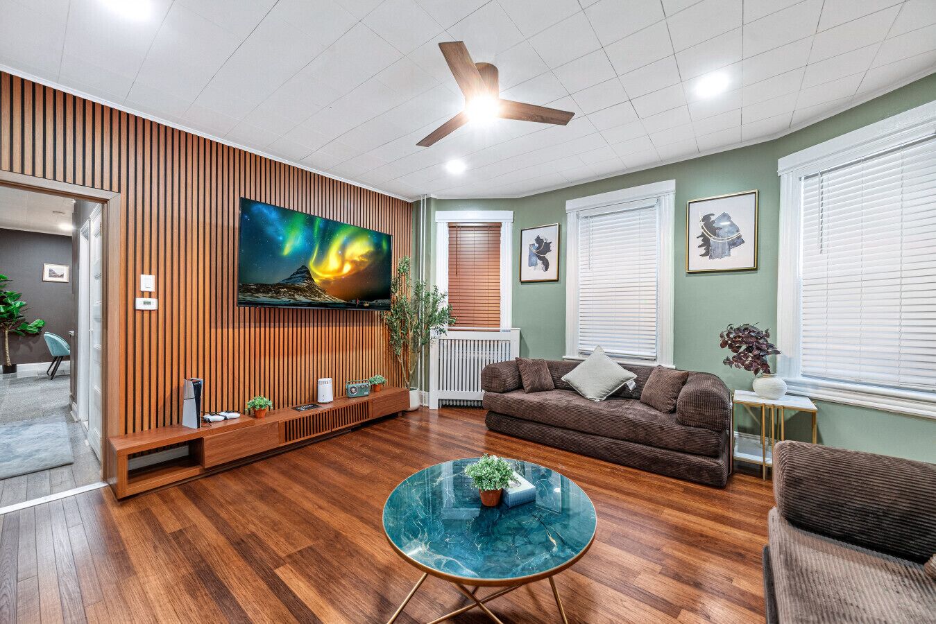 TV, video games, foosball, offices