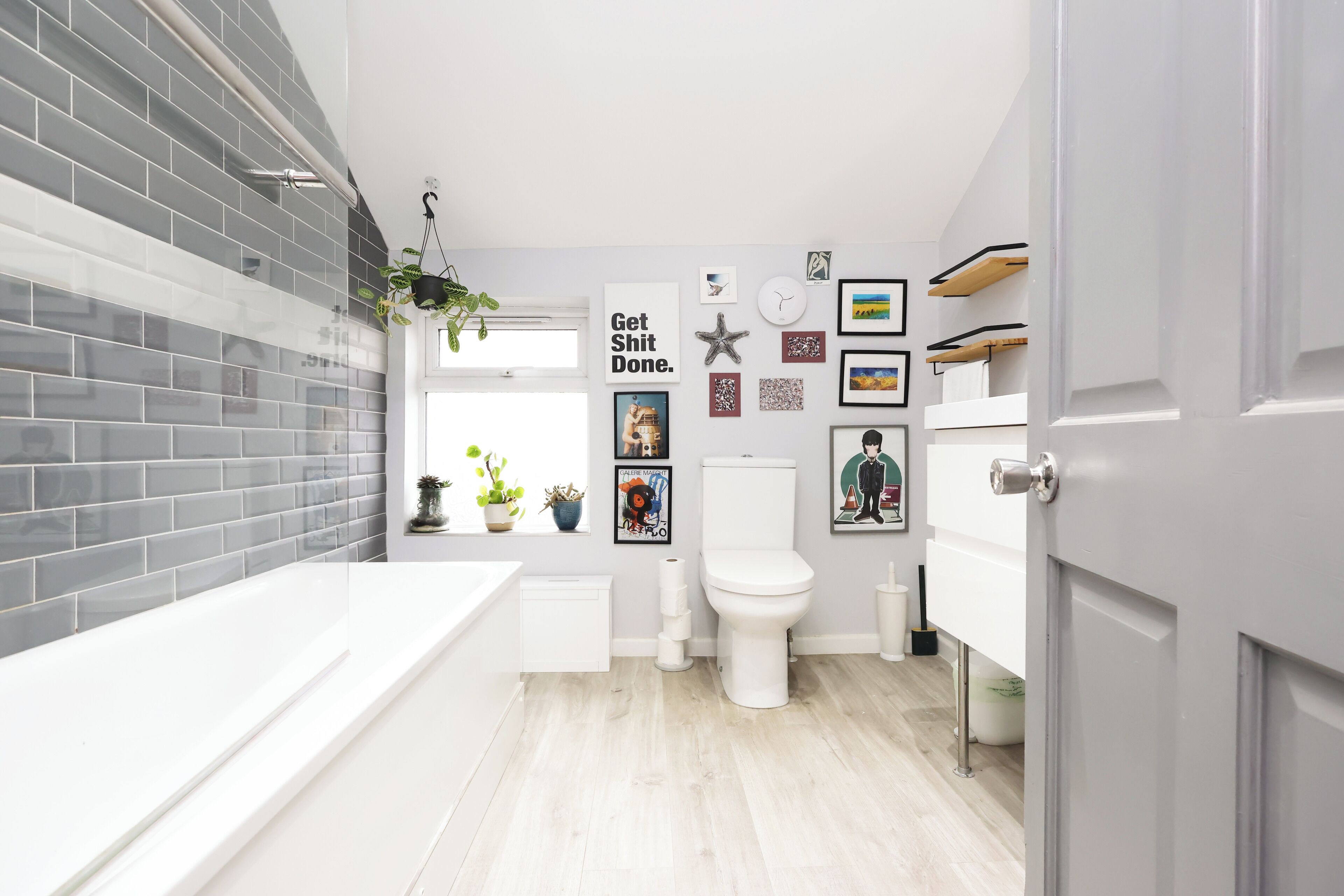 Hair dryer, towels, toilet paper