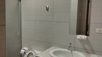 Douche, serviettes fournies, papier toilette