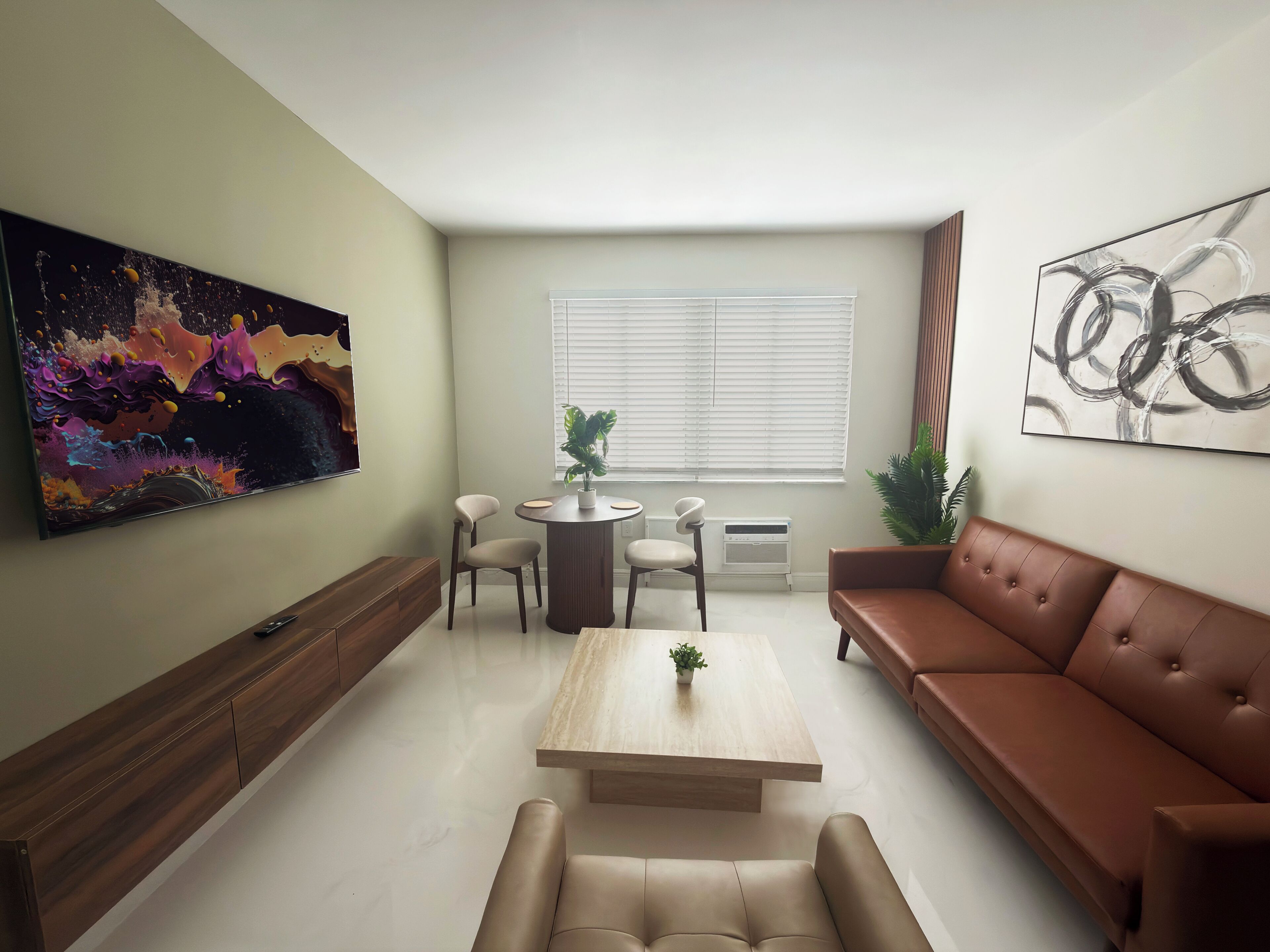 Elite Apartment | Living area | 46-inch Smart TV with cable channels