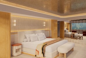 Suite Deluxe, vistas a la montaña | Escritorio y espacio para trabajar con un portátil