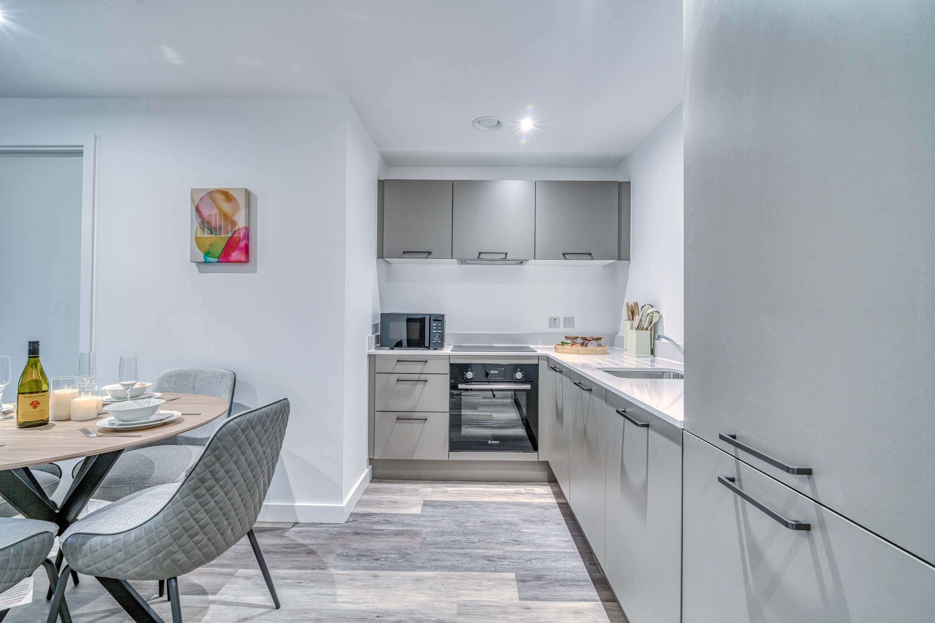 Fridge, microwave, oven, dishwasher