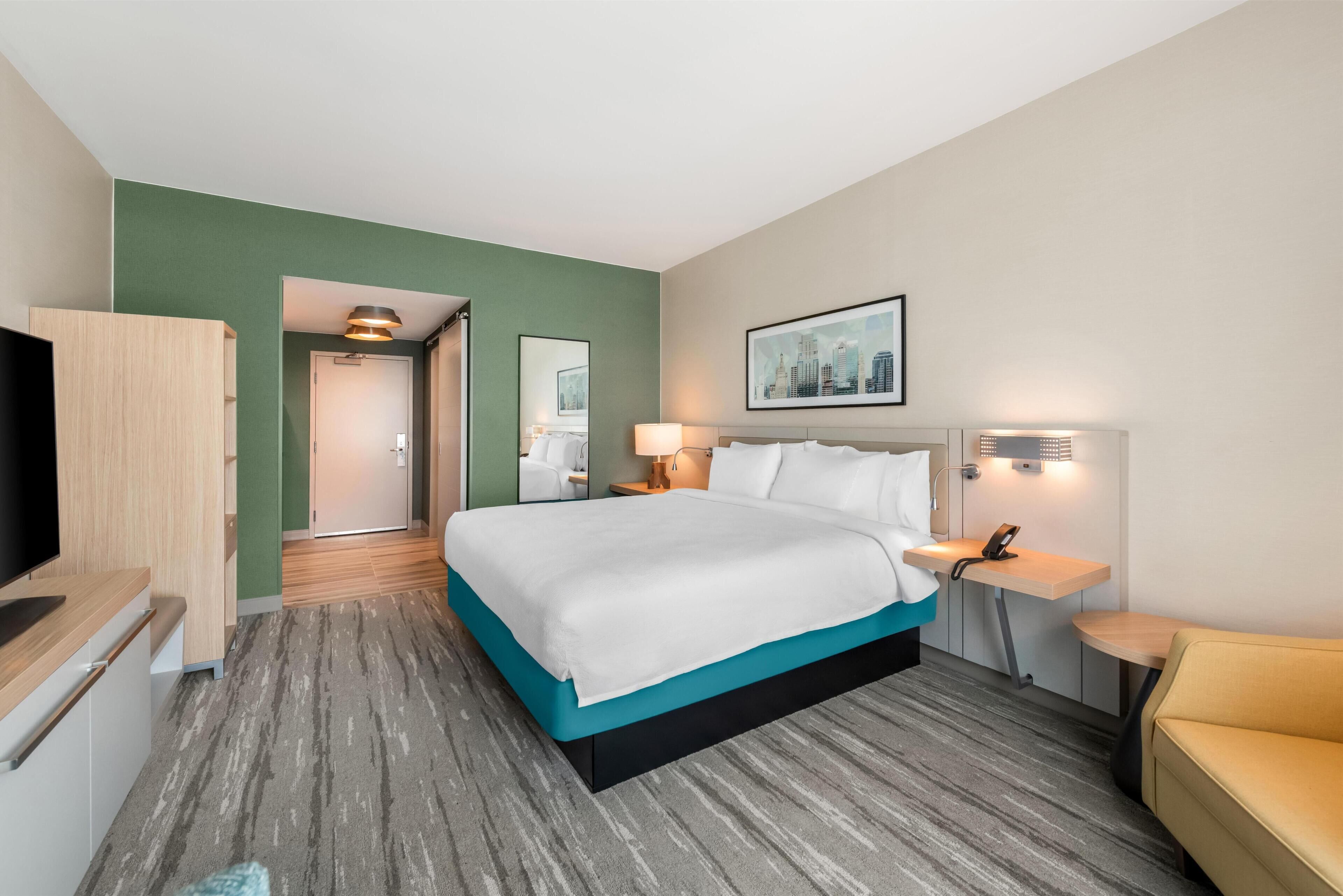 Premium bedding, down duvets, pillow-top beds, desk