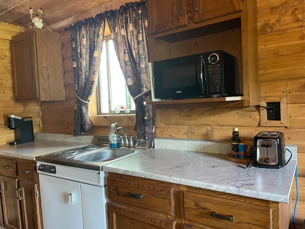 Fridge, microwave, stovetop, toaster