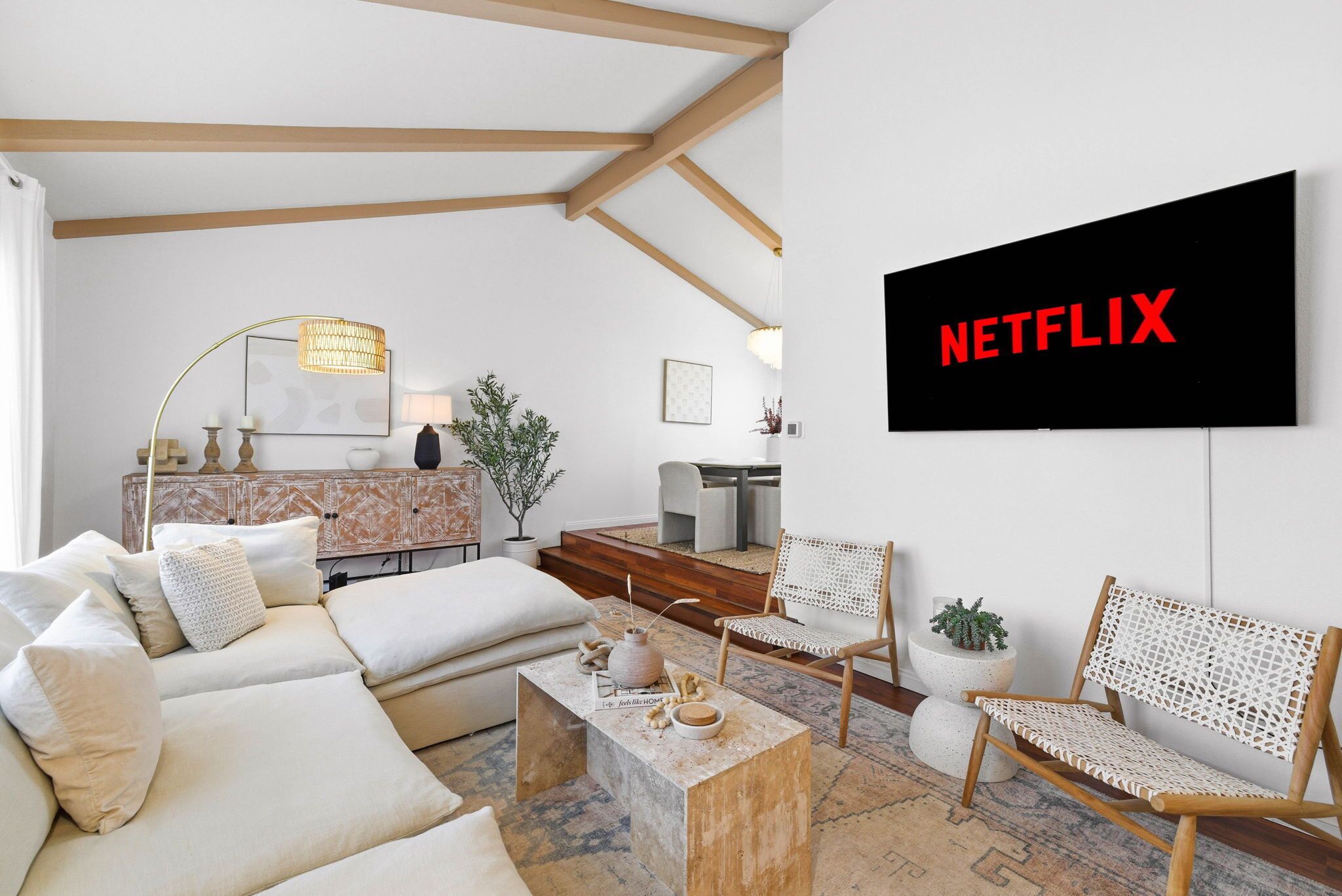 TV, fireplace, offices