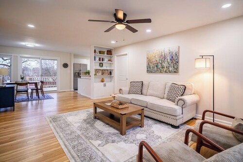 Perfect base camp house with basement game room, and large deck! Close to KU