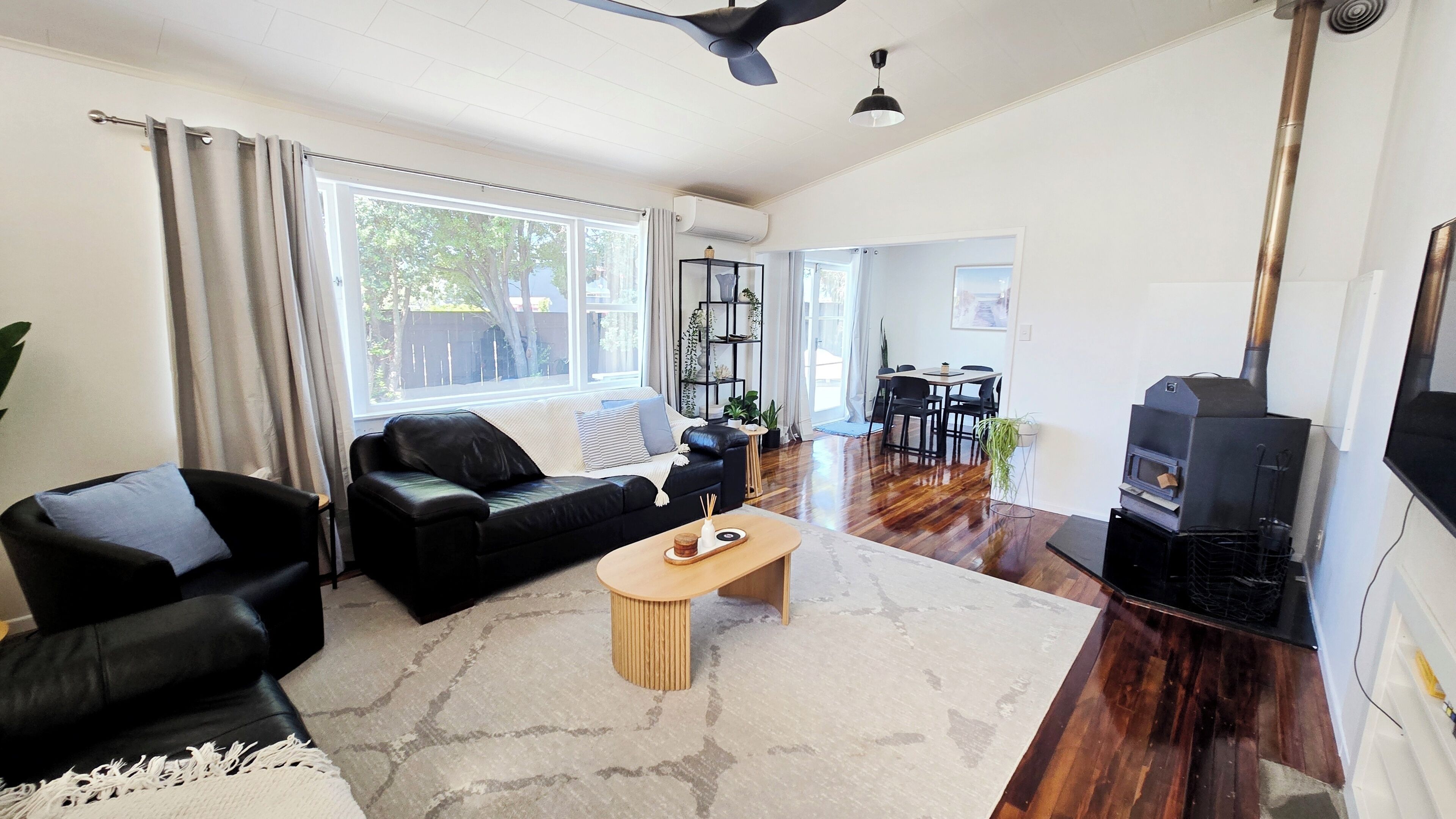 TV, fireplace