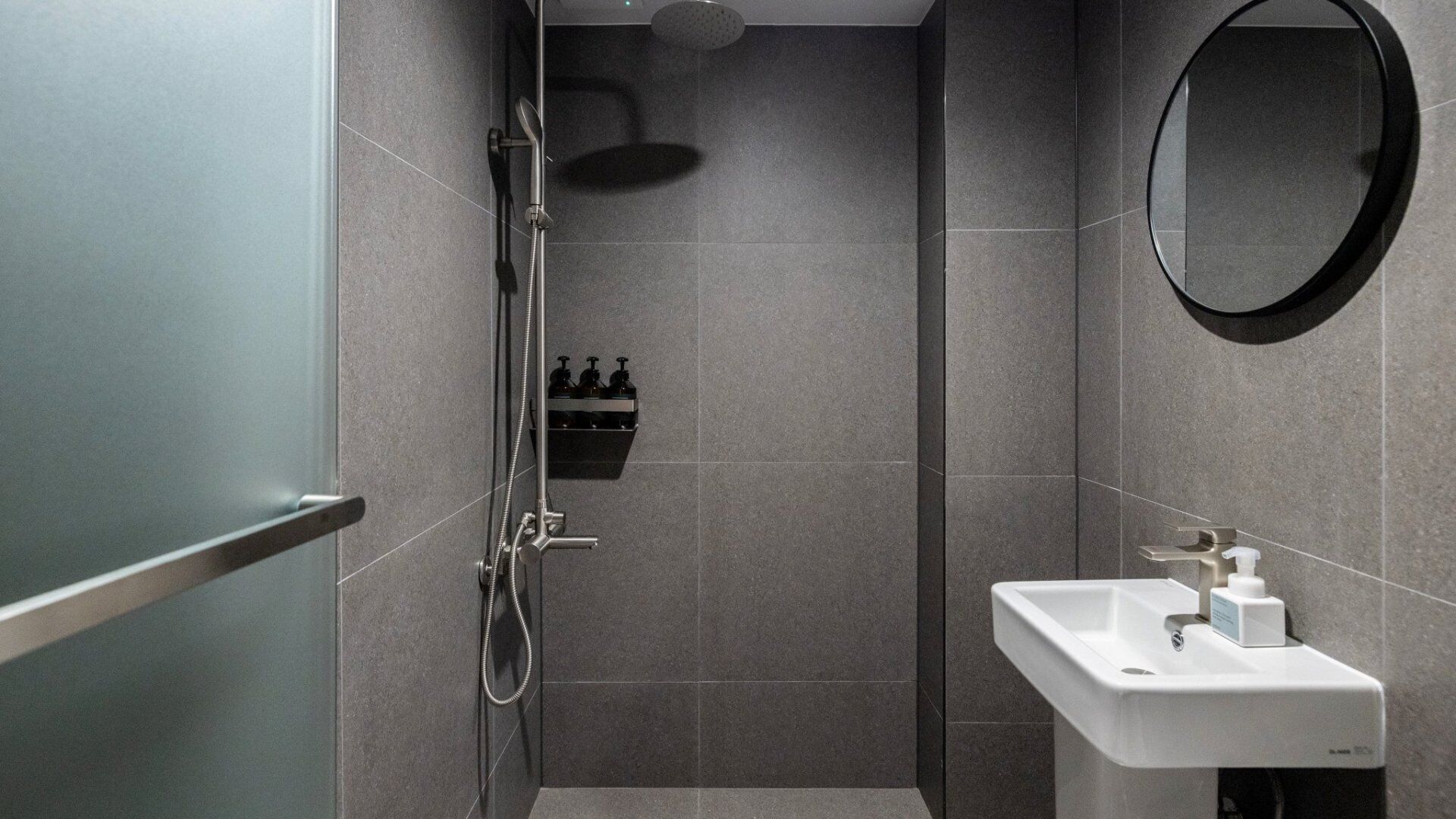 Hair dryer, bidet, towels, soap