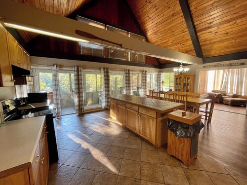 Large Lake-Area Cabin with Vaulted Great Room, Fireplace & Covered Porches