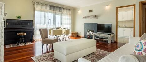 TV, fireplace