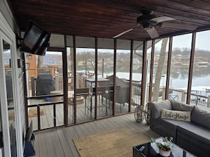 Smart TV, computer monitors - Lakefront Retreat w/ Dock, Deck & Stunning Cove Views - 39MM (Sunrise Beach)