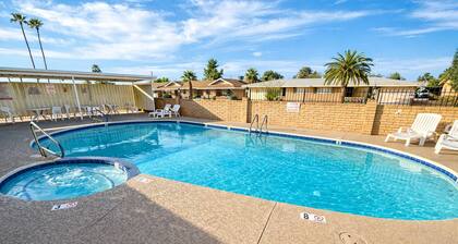 2-bedroom condo with vaulted ceilings and pool, quiet location in 55+ Community