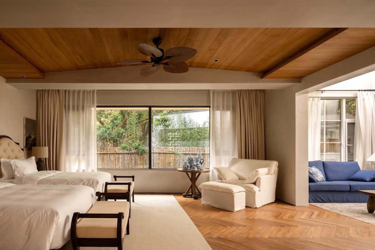 Phòng 2 giường đơn phong cách lãng mạn | Quang cảnh từ phòng