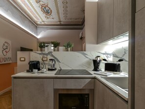 Fridge, microwave, oven, dishwasher - La Dama_Elegante, Affrescato and Roof Top Lake View (Salò)