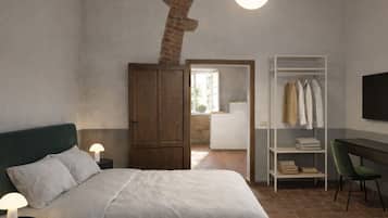 Escritorio, espacio para trabajar con laptop y cortinas blackout