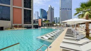 Pool - Stylish 1BR - Canal & Burj View - Business Bay (Dubai)
