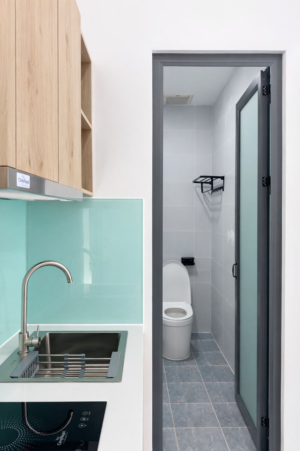 Shower, towels, toilet paper