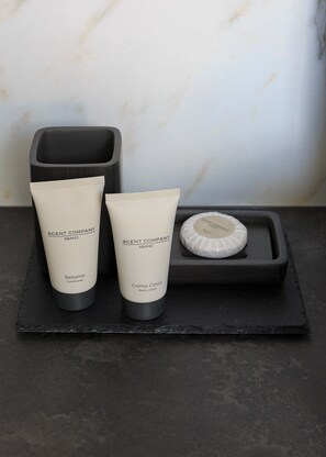 Douche, sèche-cheveux, serviettes fournies, papier toilette