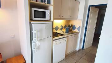 Réfrigérateur, micro-ondes, plaque de cuisson, lave-vaisselle
