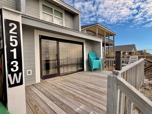 Exterior detail - Boardwalk: Oceanfront duplex in Oak Island with 4 bedrooms, perfect for families. (Oak Island)