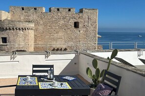 Panoramic Duplex, 1 Queen Bed with Sofa bed, Kitchen, Sea Facing | Terrace/patio - Seafront Apartments by Carlo V Castle, Monopoli Old Town - HelloAPULIA Al Castello di Amec (Monopoli)