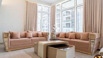 Luxury Apartment, Balcony, City View | Living area