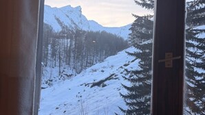 A window view of a snowy mountain landscape with trees and a clear sky. - Pieds des Pioupiou - 6 posti letto | La Foux d'Allos (Provence -Alpes-Cote D'azur)